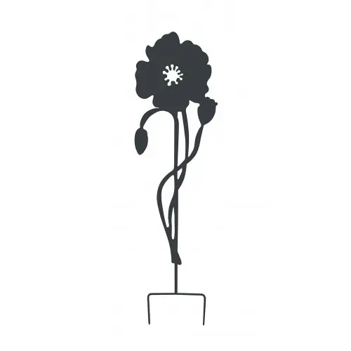 Déco en métal à planter Coquelicot - 22x70 cm - anthracite - Louis Moulin Usine Directe