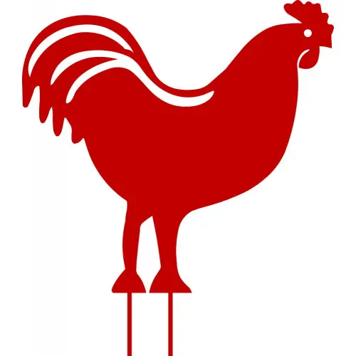 Commander Vite Figurine à piquer coq rouge – 42,5×42 cm – Acier époxy – Louis Moulin