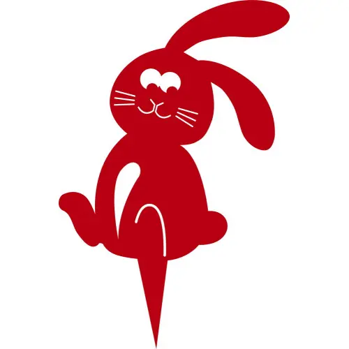 Commander Maintenant Figurine à piquer lapin rouge – 21×18 cm – Acier époxy – Louis Moulin
