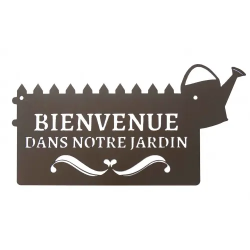 Bon Marché Pancarte décorative en métal "Bienvenue" - 31x16,5cm - fer vieilli - Louis Moulin
