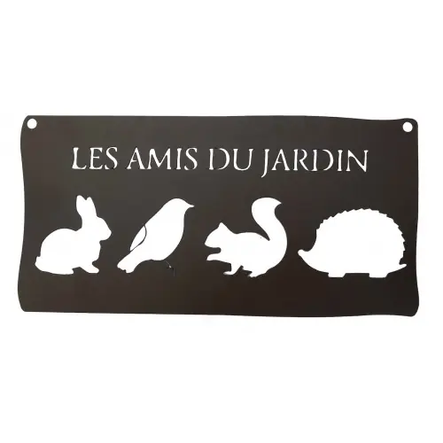 Pancarte décorative en métal "Les amis du jardin" - 25,5x12,5cm - fer vieilli - Louis Moulin Nouvel Arrivage