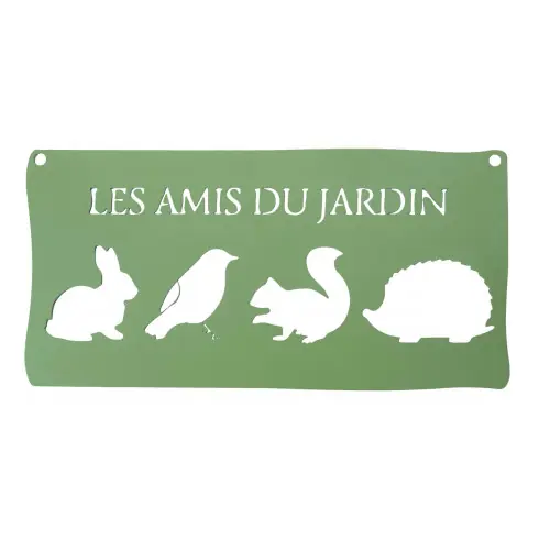 Pancarte décorative en métal "Les amis du jardin" - 25,5x12,5cm - vert pâle - Louis Moulin Acheter En Ligne