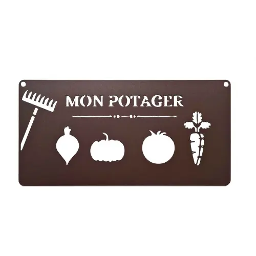 Acheter Direct Pancarte décorative en métal « Mon potager – 25×12,5cm – fer vieilli – Louis Moulin