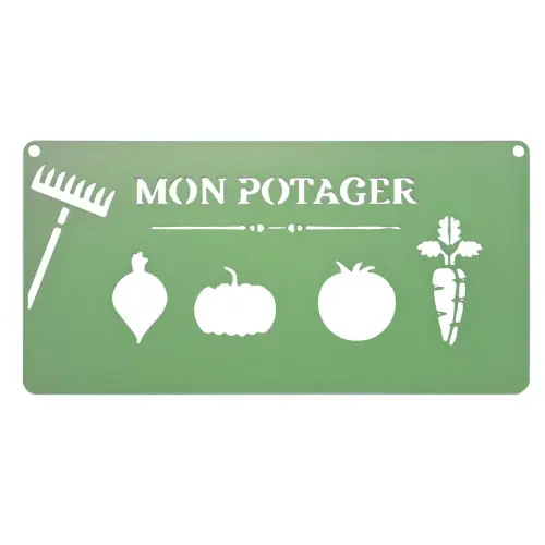 Bon Marché Pancarte décorative en métal "Mon potager" - 25x12,5cm - vert pâle - Louis Moulin