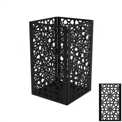 Livraison Express Photophore carré noir charbon 17,5 x 17,5 x 30 cm – acier époxy – motif étoile – Louis Moulin