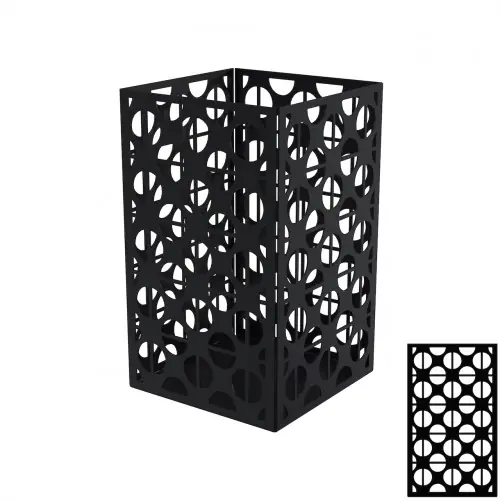 Photophore carré noir charbon 17,5 x 17,5 x 30 cm - acier époxy - motif géométrique - Louis Moulin Satisfait Ou Remboursé