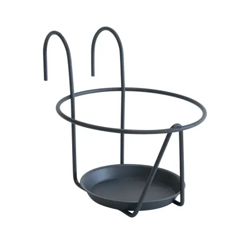 Expédition Rapide Porte pot soucoupe crochet anthracite – 16-18 cm – Acier époxy – Louis Moulin
