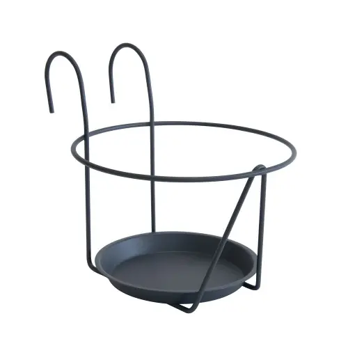 Porte pot soucoupe crochet anthracite - 20-22 cm - Acier époxy - Louis Moulin Expédié Aujourd'hui