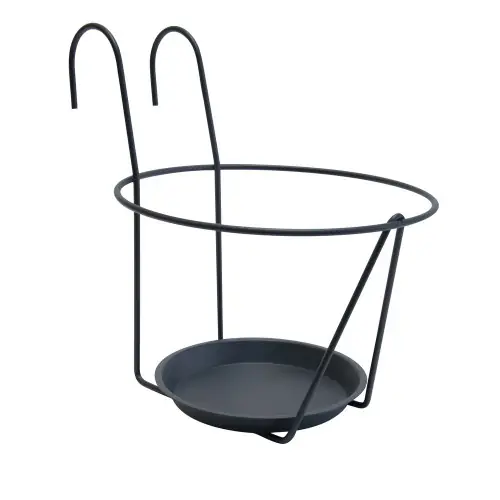 Vente Directe Porte pot soucoupe crochet anthracite – 25 cm – Acier époxy – Louis Moulin