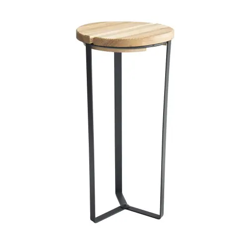 Sellette industrielle haute fer plat Plateau bois - 50x29 - Acier époxy - Louis Moulin Offre Exclusive