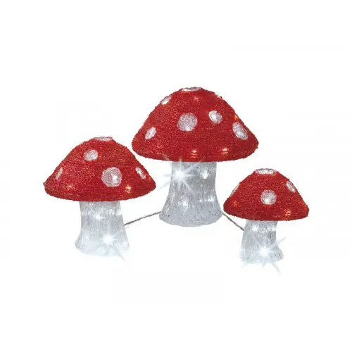 Seulement Aujourd'hui 3 Champignons Lumineux De Noël 72 Led Blanc Froid - LUMINEO