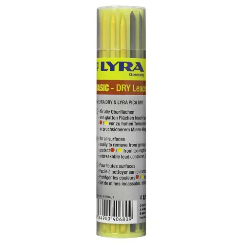 Etui de 12 mines LYRA DRY couleur (6 graphites, 3 rouges, 3 jaunes) – LYRA Paiement Sécurisé