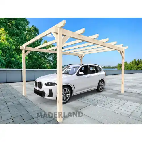 Carport autoportant bois lamellé-collé ROUEN - 600 x 300 cm - 18 m² - structure haute résistance - certifié PEFC - Maderland Solde