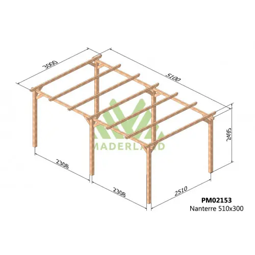 Top Vente Carport autoportant bois massif NANTERRE – 510 x 300 cm – 15,3 m² – traitement autoclave classe IV – certifié PEFC – Maderland