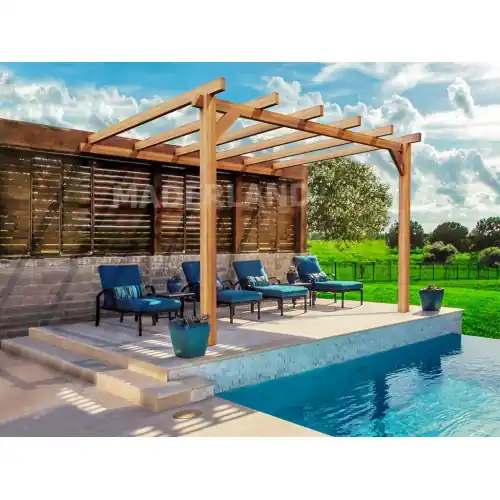 Pergola en bois adossée - modèle ANDORRA - 400 x 300 cm - Maderland Populaire