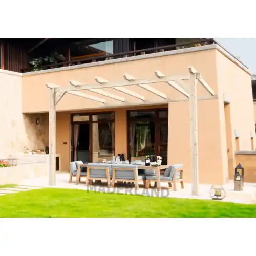 Pergola en bois adossée – modèle CÁDIZ – 300 x 300 cm – Maderland Soldes