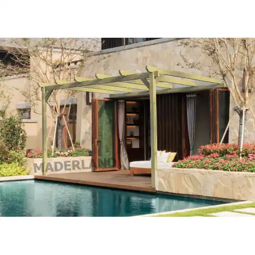 Pergola en bois adossée - modèle NARBONNE - 600 x 420 cm - Maderland Meilleure Vente