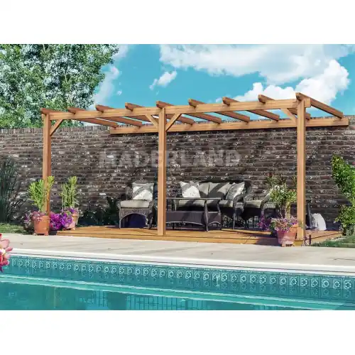 Pergola en bois adossée - modèle PALMA - 600 x 400 cm - Maderland Pas Cher
