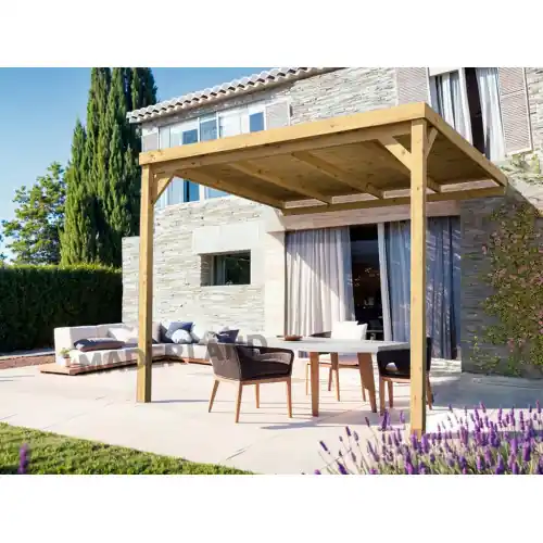 Satisfait Ou Remboursé Pergola en bois adossée - modèle RENNES - 500 x 400 cm - Maderland