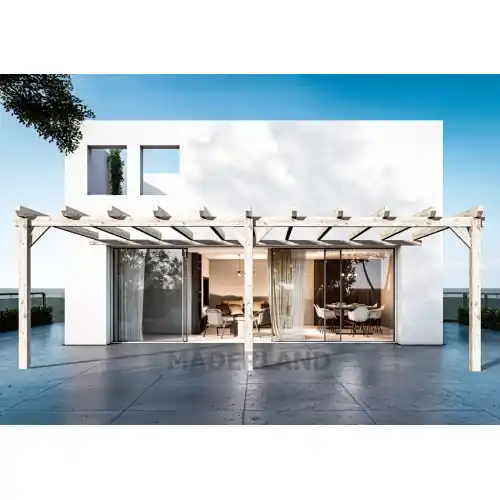 Prix Bas Pergola en bois adossée - modèle SEVILLA - 900 x 400 cm - Maderland