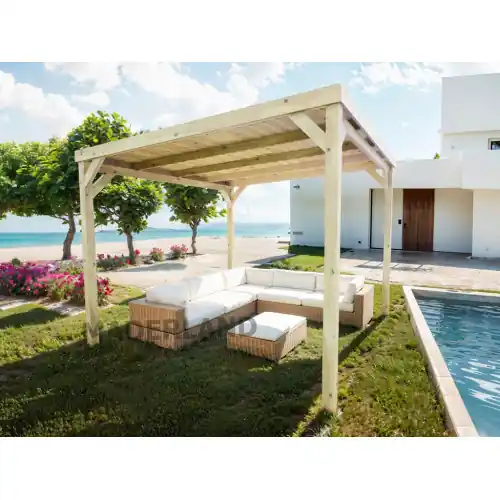 Livraison Express Pergola en bois autoportante – modèle DIJON – 500 x 300 cm – Maderland