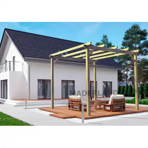 Pas Cher Pergola en bois autoportante - modèle MADRID - 600 x 420 cm - Maderland