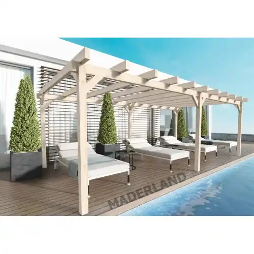Quantité Limitée Pergola en bois autoportante – modèle MARSELLA – 400 x 400 cm – Maderland