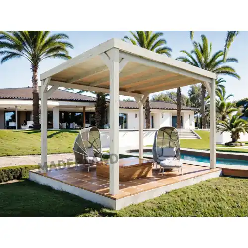 Dernière Chance Pergola en bois autoportante – modèle STRASBOURG – 400 x 400 cm – Maderland