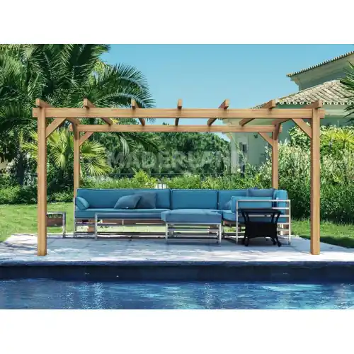 Réduction Pergola en bois autoportante - modèle VALENCIA - 400 x 400 cm - Maderland