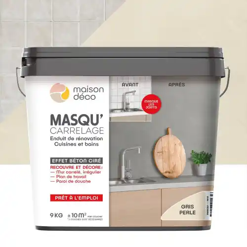 Seulement Aujourd&rsquo;hui Enduit Masqu‘carrelage et mur MAISON DECO, Gris perle, 9 kg – MAISON DECO