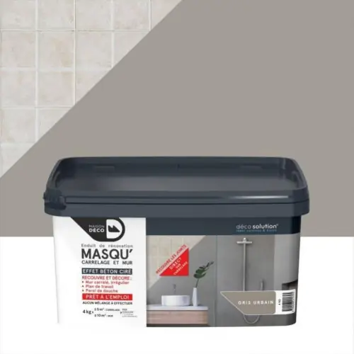 Enduit Masqu‘carrelage et mur MAISON DECO, gris urbain, 4 kg - MAISON DECO Promotion
