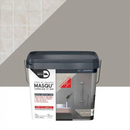 Enduit Masqu‘carrelage et mur MAISON DECO, Gris urbain, 9 kg - MAISON DECO Meilleur Prix