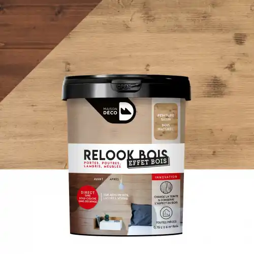 Nouvelle Collection Lasure intérieure poutre et lambris Relook bois MAISON DECO, 0.75l, bois naturel - MAISON DECO