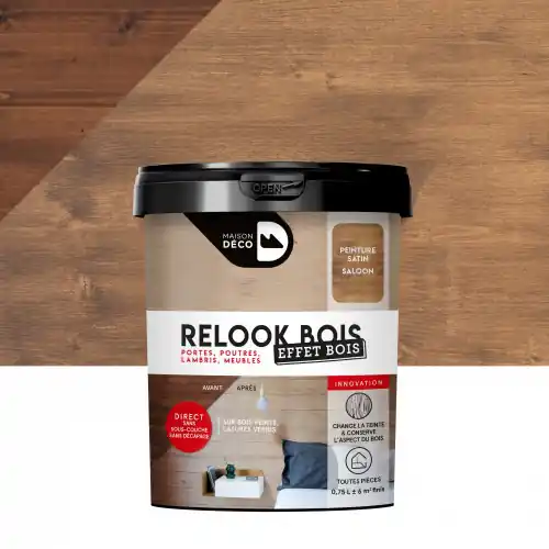 Authentique Lasure intérieurepoutre et lambris Relook bois MAISON DECO, saloon satiné, 0.75 – MAISON DECO
