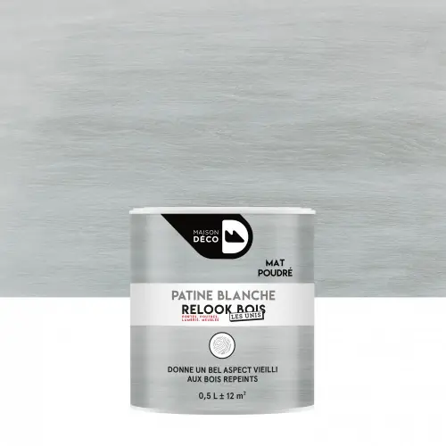 Nouveauté Patinepoutre et lambris Relook bois MAISON DECO, blanche mat, 0.5 l - MAISON DECO