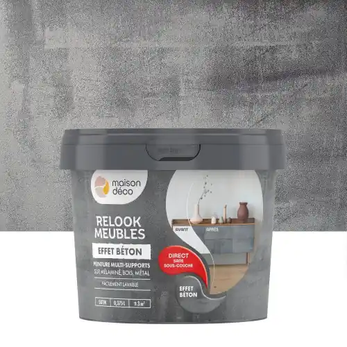 Prix Réduit Peinture meuble et boiserie Relook MAISON DECO effet beton 0.375 L - MAISON DECO