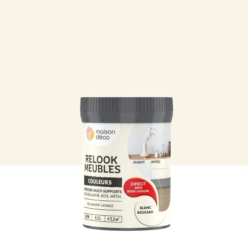 Jusqu'à Épuisement Des Stocks Peinture pour meuble Relook Maison Deco blanc bouleau satiné 0.2L - MAISON DECO