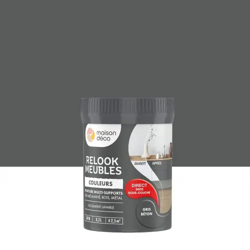 Acheter Direct Peinture pour meuble Relook Maison Deco gris Béton satiné 0.2L – MAISON DECO