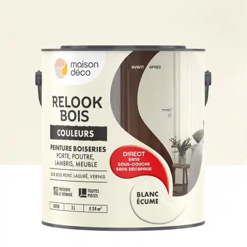 Affaire À Saisir Peinture Relook bois MAISON DECO, blanc ecume satine, 2 l – MAISON DECO