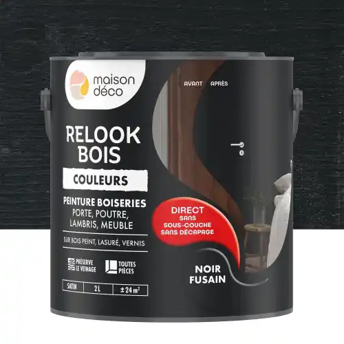 Peinture Relook bois MAISON DECO, noir fusain satine, 2 l - MAISON DECO Offre Du Jour