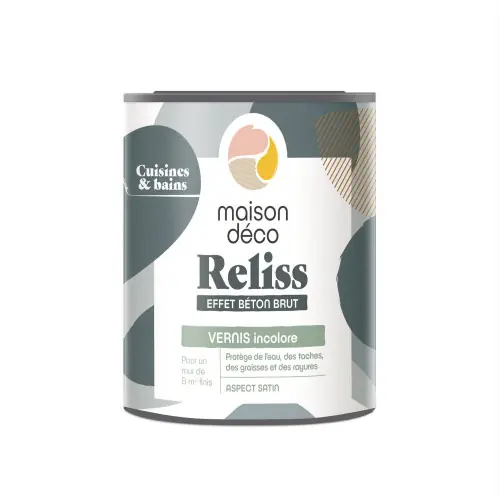 Vernis Reliss beton, MAISON DECO, vernis incolore satiné, 1l – MAISON DECO Offre Exclusive