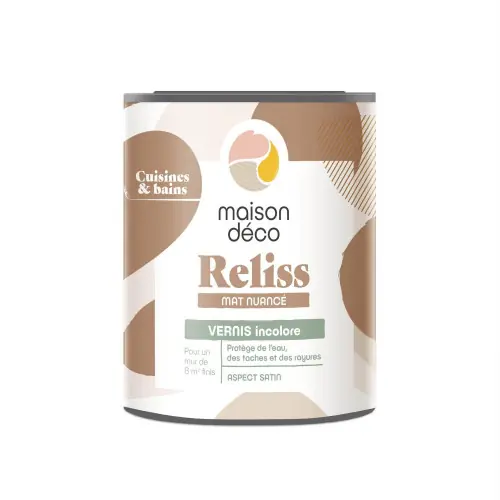Vernis Reliss mat nuance, MAISON DECO, vernis incolore satiné, 1l – MAISON DECO Bon Plan