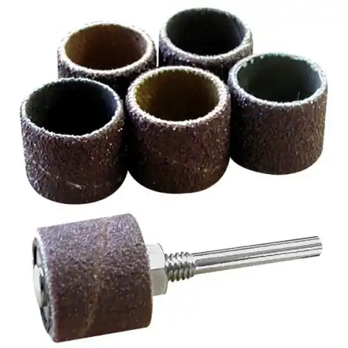 6 tambours abrasifs haute qualité Ø 15 mm + support – MAXICRAFT Remise