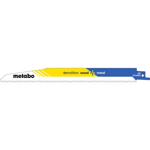 5 lames de scie sabre « demolition wood + metal » BiM – 225 x 1,6 mm – Metabo Prix Cassé