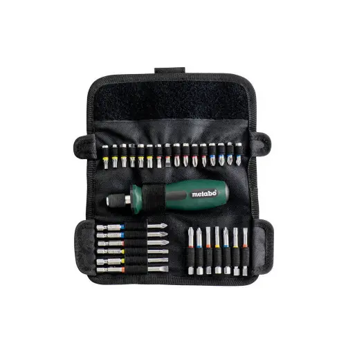 Satisfait Ou Remboursé Assortiment d‘embouts avec tournevis en étui souple - 30 pièces - Metabo