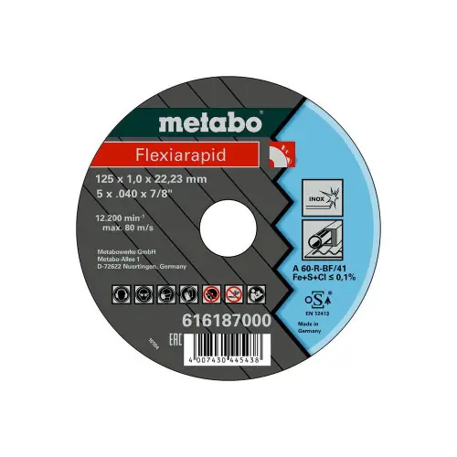Solde Flexiarapid acier inoxydable TF 41 - 125 x 1,0 x 22,2 3 - Metabo