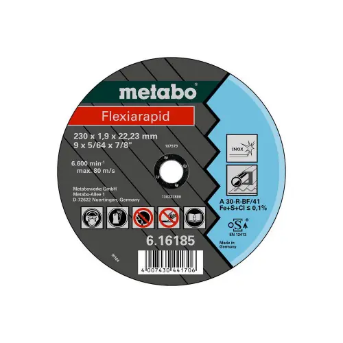 Soldes Flexiarapid acier inoxydable TF 41 – 125 x 1,6 x 22,23 – Metabo