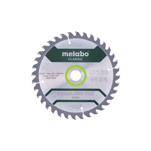 Lame Classic "Cordless Cut Wood" HW/CT 165x20, 36 WZ 15° pour scie circulaire - Metabo Meilleur Choix