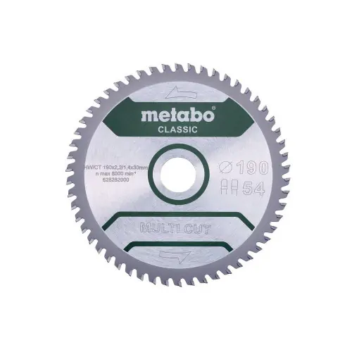 Lame de scie circ. Classic "Multi Cut" HW/CT 190x30, 54 FZ/TZ 5° - Metabo Haute Qualité