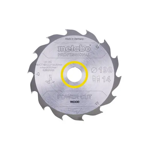 Lame de scie circ. Pro "Power Cut Wood" HW/CT 190x30, 14 WZ 25° - Metabo Prix Réduit